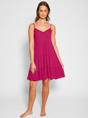 Koy Resort Mini Tier Dress in Sangria, view 1, click to see full size