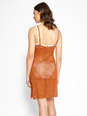 Santorini Knit Tank Dress In Bronze, view 3, click to see full size