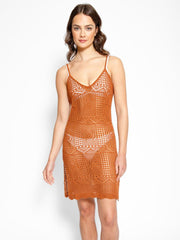 Santorini Knit Tank Dress In Bronze, view 2, click to see full size