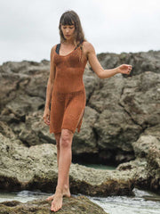 Santorini Knit Tank Dress In Bronze, view 1, click to see full size