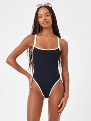 L*Space Baewatch Classic in Black/Cream, view 2, click to see full size