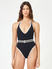 L*Space Caicos One Piece in Black/Cream, view 1, click to see full size