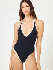 Caicos One Piece in Black/Cream, view 5, click to see full size