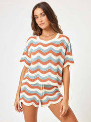 L*Space Make Waves Short in Del Mar Stripe, view 4, click to see full size