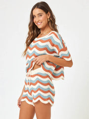 L*Space Make Waves Short in Del Mar Stripe, view 3, click to see full size