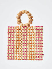 Riley Bag in Natural/Hot Pink, view 3, click to see full size