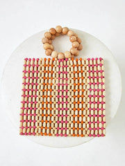 Riley Bag in Natural/Hot Pink, view 2, click to see full size