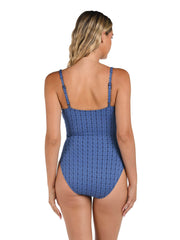 La Blanca Charmed Coast Lingerie Maillot in Chambray, view 2, click to see full size