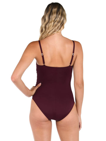 La Blanca Island Goddess Lingerie Maillot in Dark Cherry