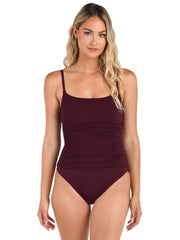 La Blanca Island Goddess Lingerie Maillot in Dark Cherry, view 1, click to see full size