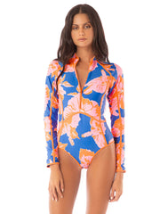 Cardi One Piece Surf Suit in Magnolia Mirage, view 1, click to see full size