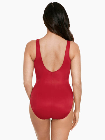 Miraclesuit Razzle Dazzle Zipt One Piece in Grenadine