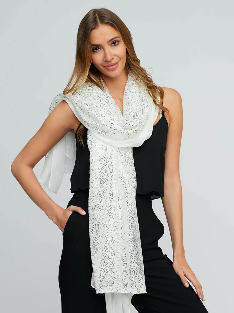 Pia Rossini Chrystal Scarf in White