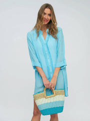 Pia Rossini Reeva Beach Shirt in Pale Turquoise, view 3, click to see full size