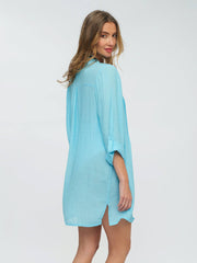 Pia Rossini Reeva Beach Shirt in Pale Turquoise, view 2, click to see full size