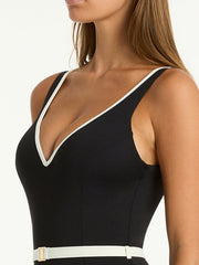 Sea Level Babylon Plunge One Piece in Black, view 4, click to see full size