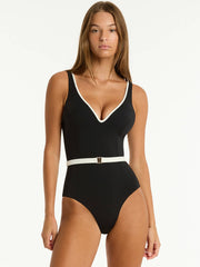 Sea Level Babylon Plunge One Piece in Black, view 1, click to see full size