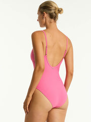 Sea Level Spinnaker Square Neck One Piece in Candy, view 2, click to see full size