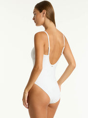 Sea Level Spinnaker Square Neck One Piece in White, view 2, click to see full size