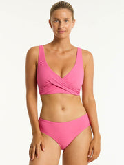 Sea Level Spinnaker Cross Front Multifit Top in Candy, view 3, click to see full size