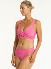 Sea Level Spinnaker Cross Front Multifit Top in Candy, view 4, click to see full size