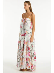 Sea Level Belle Tiered Maxi Sundress in Coconut, view 3, click to see full size