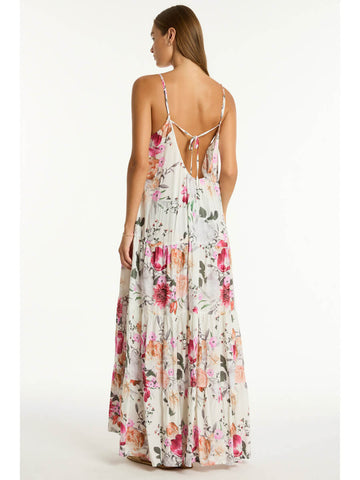 Sea Level Belle Tiered Maxi Sundress in Coconut