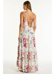 Sea Level Belle Tiered Maxi Sundress in Coconut, view 2, click to see full size