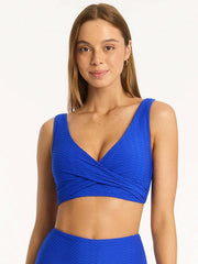 Sea Level Honeycomb Cross Front Multift Top in Cobalt, view 1, click to see full size