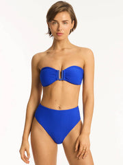 Sea Level Honeycomb U Bar Bandeau Top in Cobalt, view 3, click to see full size