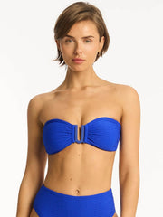 Sea Level Honeycomb U Bar Bandeau Top in Cobalt, view 1, click to see full size