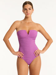 Sea Level Palisades V Bandeau One Piece in Orchid, view 1, click to see full size