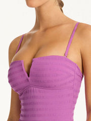 Sea Level Palisades V Bandeau One Piece in Orchid, view 3, click to see full size