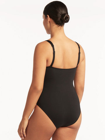 Essentials Square Neck One Piece In Black