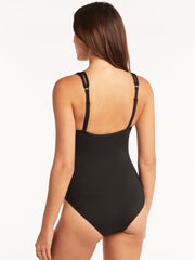 Sea Level Essentials Spliced One Piece in Black, view 2, click to see full size