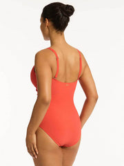 Sea Level Messina Cross Front Multifit One Piece in Flame, view 2, click to see full size