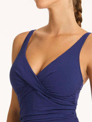 Sea Level Messina Cross Front Multifit One Piece in French Navy, view 4, click to see full size