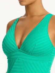 Capri Panel Line One Piece In Evergreen, view 4, click to see full size