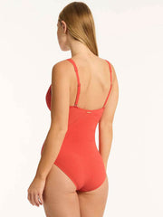 Sea Level Messina Panel Line One Piece in Flame, view 2, click to see full size