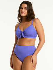 Capri Tie Front Bralette In Iris, view 3, click to see full size