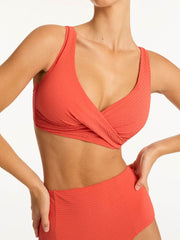 Sea Level Messina Cross Front Multifit Top in Flame, view 5, click to see full size