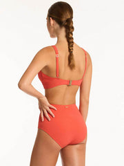 Sea Level Messina Cross Front Multifit Top in Flame, view 2, click to see full size