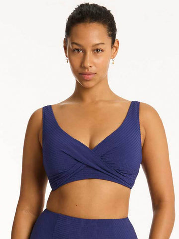 Sea Level Messina Cross Front Multifit Top in French Navy