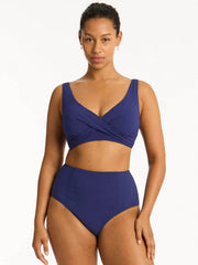 Sea Level Messina High Waist Bottom in French Navy, view 4, click to see full size