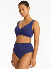 Sea Level Messina High Waist Bottom in French Navy, view 3, click to see full size