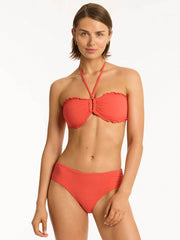 Sea Level Messina Mid Bikini Bottom in Flame, view 4, click to see full size