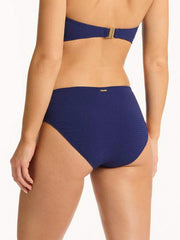 Sea Level Messina Mid Bikini Bottom in French Navy, view 2, click to see full size