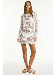 Castaway Mesh Coverup in White, view 3, click to see full size