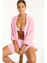 Sea Level Sunset Beach Shirt in Pink, view 3, click to see full size