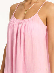 Sea Level Sunset Short Sundress in Pink, view 4, click to see full size